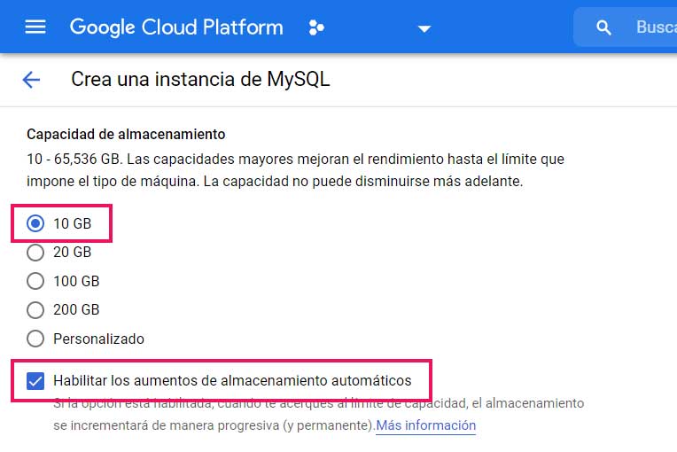 10 GB con Escalado Automático