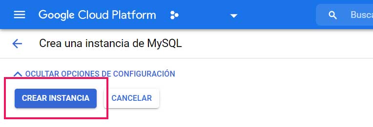 Button to Create the MySQL Database