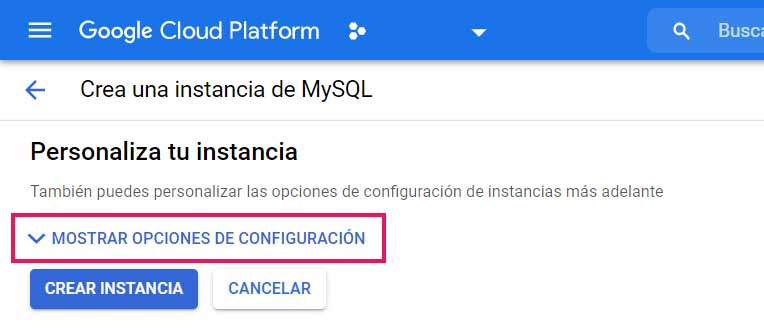 Botón de Customización de la Instancia