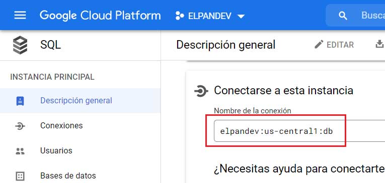 Cloud SQL Connection Name