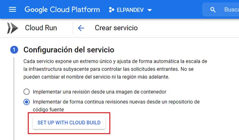 Configuración de Cloud Run con Cloud Build